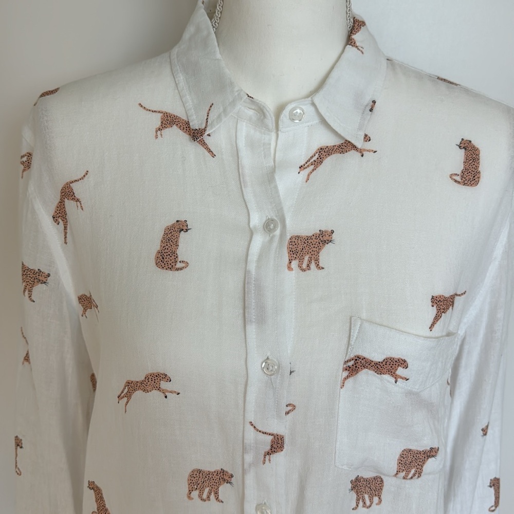 Blouse Rails women’s Charlie Cheetah print Linen blend size Small